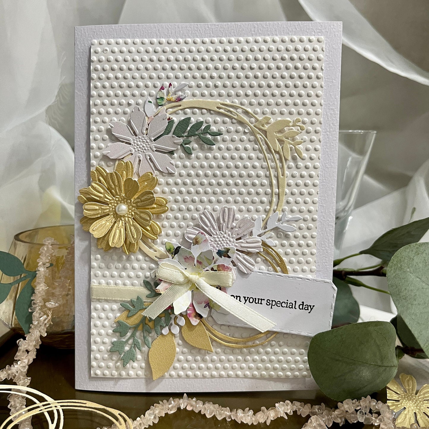 DIY Handmade Floral Card Making Kit – Embossed Card & Envelope (5x7")