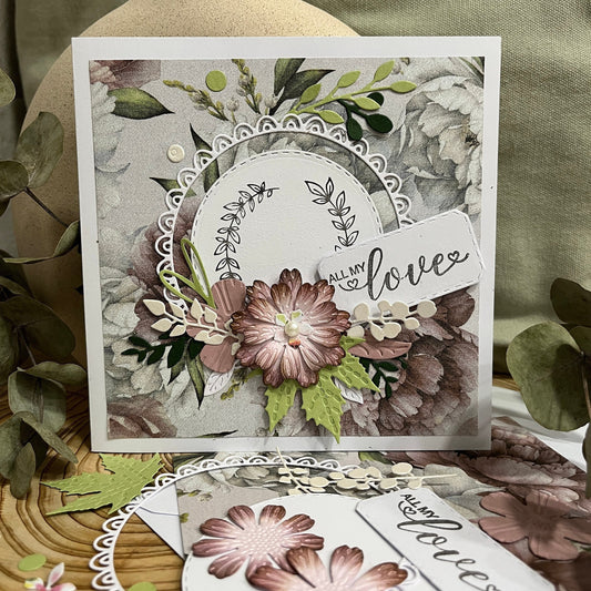 DIY Floral Card Making Kit – Handmade Embossed Card & Envelope (6x6") – Birthday & Mother’s Day