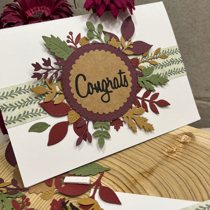 Handmade Birthday Card Making Kit – Embossed Floral Design with Envelope (5x7")