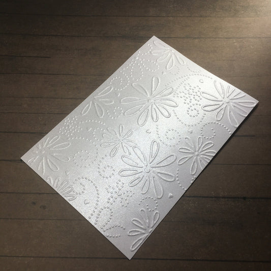 4 x Embossed Pearlised Floral Paper Cards – Components for Handmade Cards (10.5 x 14.5cm) – Pack B