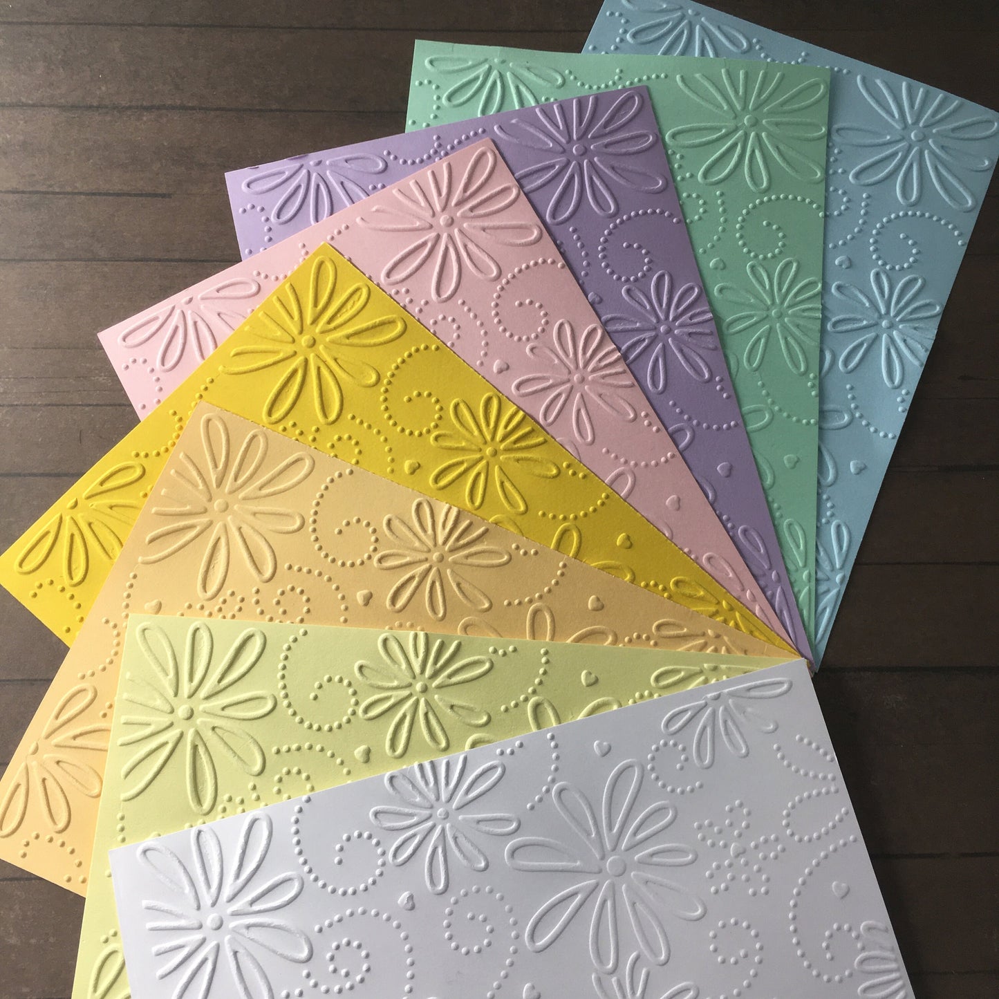 4 x Embossed Flower Paper Cards – Components for Handmade Cards (10.5 x 14.5cm) – Pack D