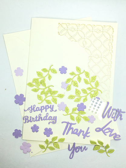 DIY Floral Birthday Card Making Kit – Handmade Greeting Card with Envelope (5x7")