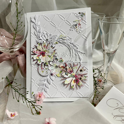 DIY Embossed Wedding Card Making Kit – Handmade Floral Card & Envelope (5x7")