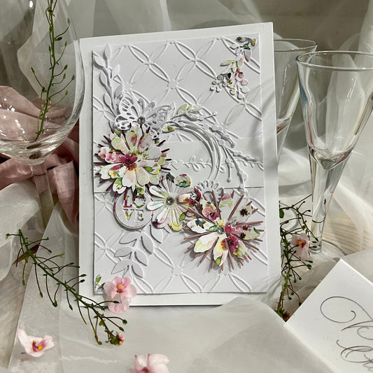 DIY Embossed Wedding Card Making Kit – Handmade Floral Card & Envelope (5x7")