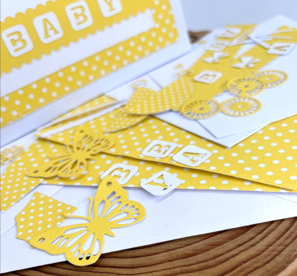 Baby Shower Card Making Kit – Handmade Embossed Card & Envelope (6x6")