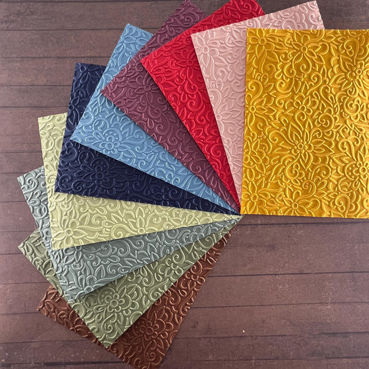 Embossed Flower Paper Cards – Components for Handmade Cards (Multiple Colours & Sizes) – Pack B