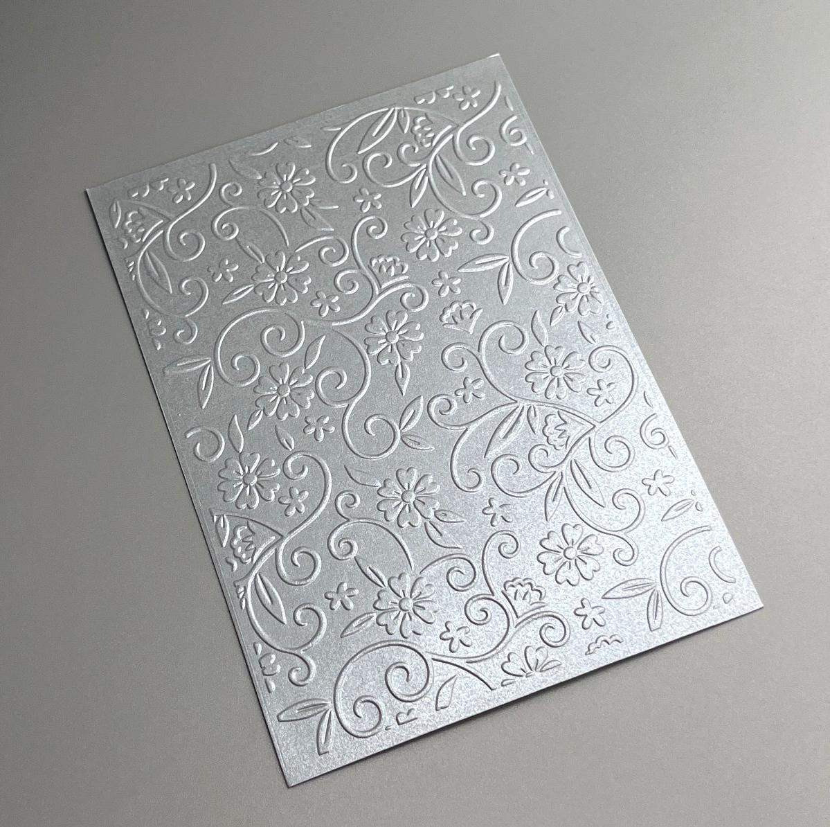 Embossed Flower Pearlised Paper Cards – Components for Handmade Cards (10.5 x 14.5cm)
