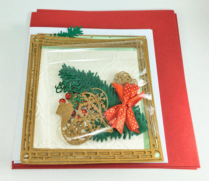 Christmas Embossed Card Making Kit – Makes 4 DIY Holiday Cards with Envelopes (13.5 x 14.5cm)
