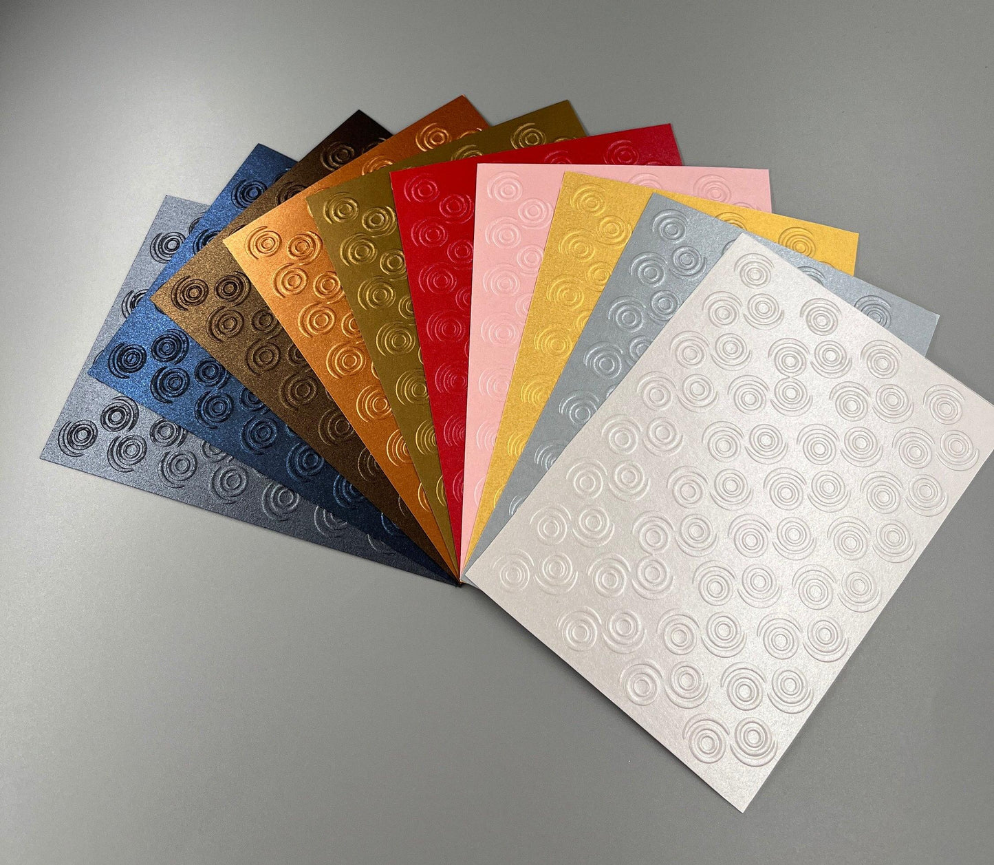 Embossed Circle Pearlised Paper Cards – Components for Handmade Cards (10.5 x 14.5cm)