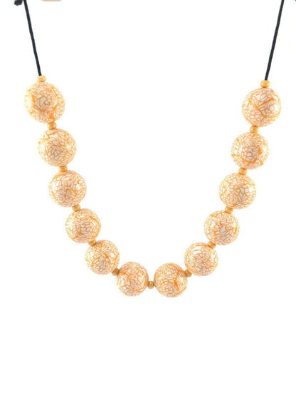 Handmade Orange & White Polymer Clay Beaded Necklace – Artisan Jewellery Gift for Her