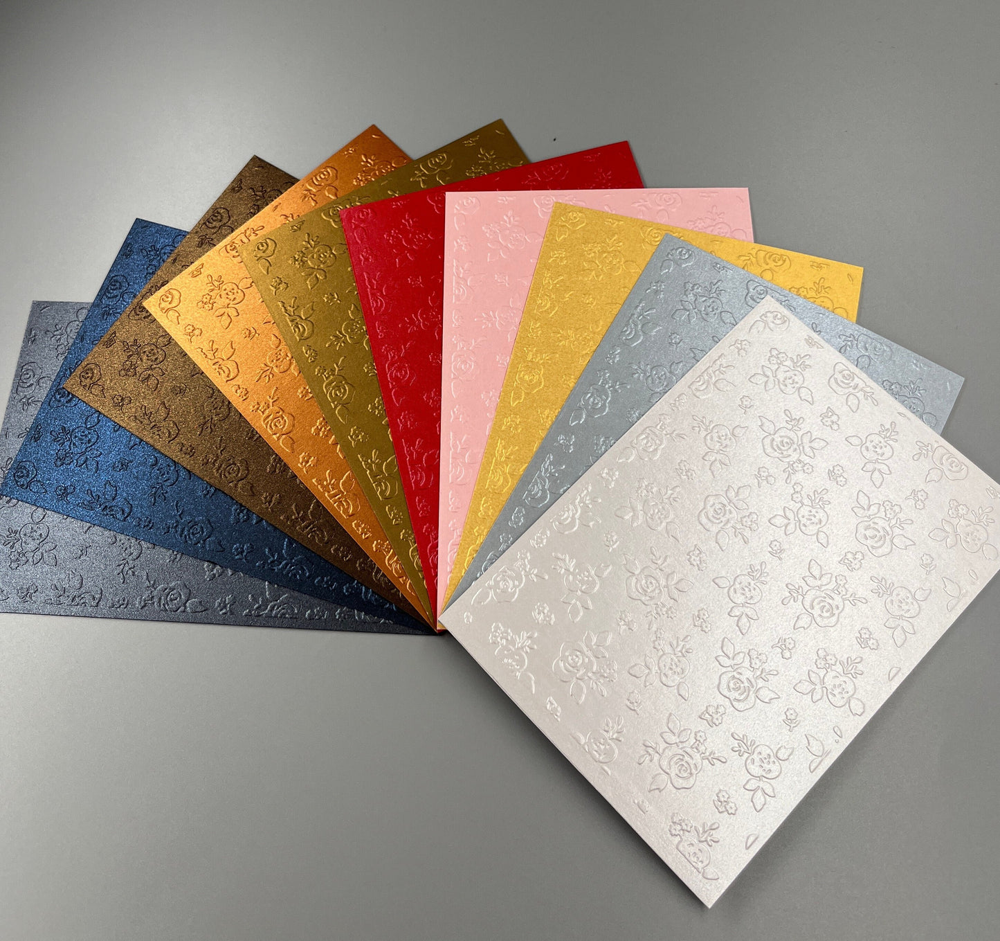 Embossed Rose Pearlised Paper Cards – Components for Handmade Cards (10.5 x 14.5cm)