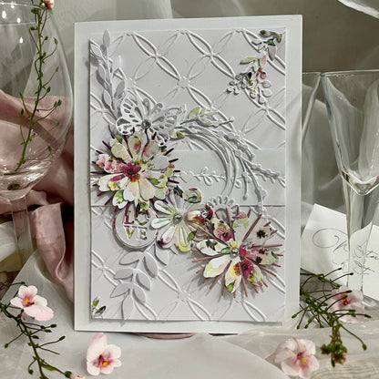 DIY Embossed Wedding Card Making Kit – Handmade Floral Card & Envelope (5x7")