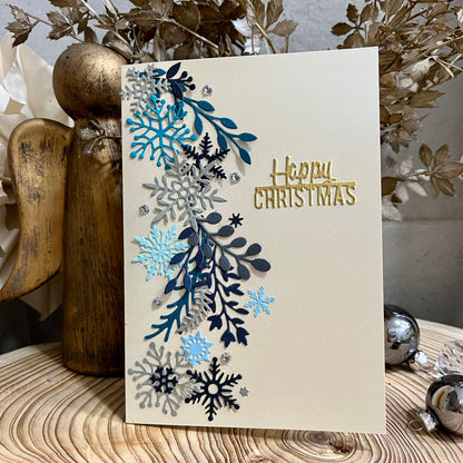 Luxury DIY Christmas Card Making Kit – Embossed Snowflake Cards with Envelopes (5x7")