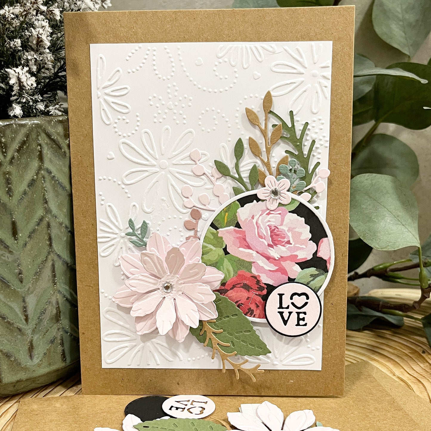 Handmade Embossed Floral Card Making Kit – Valentine’s Day, Birthday & More (5x7")
