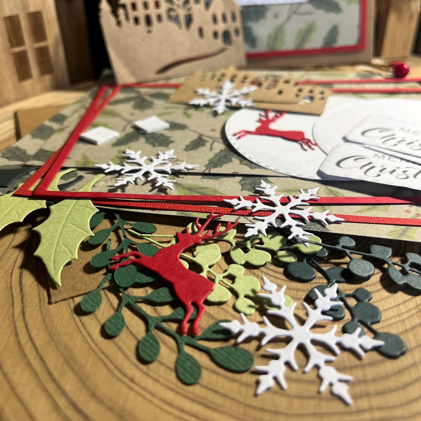 Christmas Card Making Kit – Handmade Embossed Holiday Cards with Envelopes (5x7") – Pack B