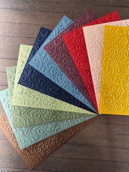 Embossed Flower Paper Cards – Components for Handmade Cards (10.5 x 14.5cm)