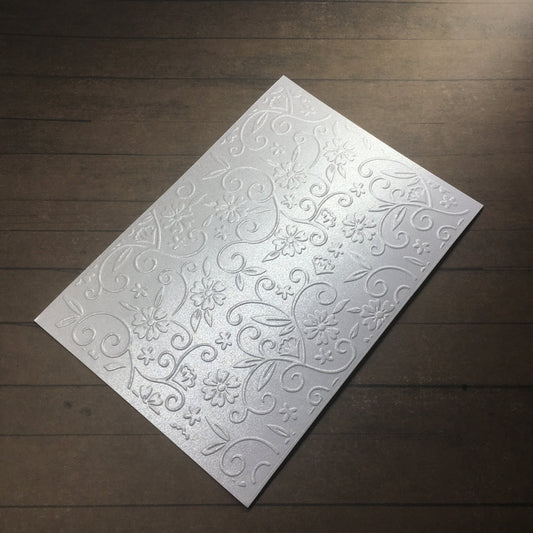 4 x Embossed Pearlised Floral Paper Cards – Components for Handmade Cards (10.5 x 14.5cm) – Pack F