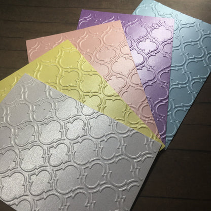 4 x Embossed Pearlised Floral Paper Cards – Components for Handmade Cards (10.5 x 14.5cm) – Pack E