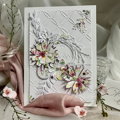 DIY Embossed Wedding Card Making Kit – Handmade Floral Card & Envelope (5x7")