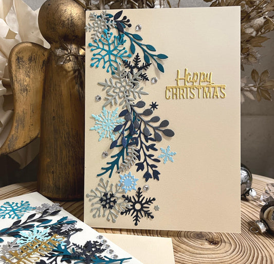 Luxury DIY Christmas Card Making Kit – Embossed Snowflake Cards with Envelopes (5x7")