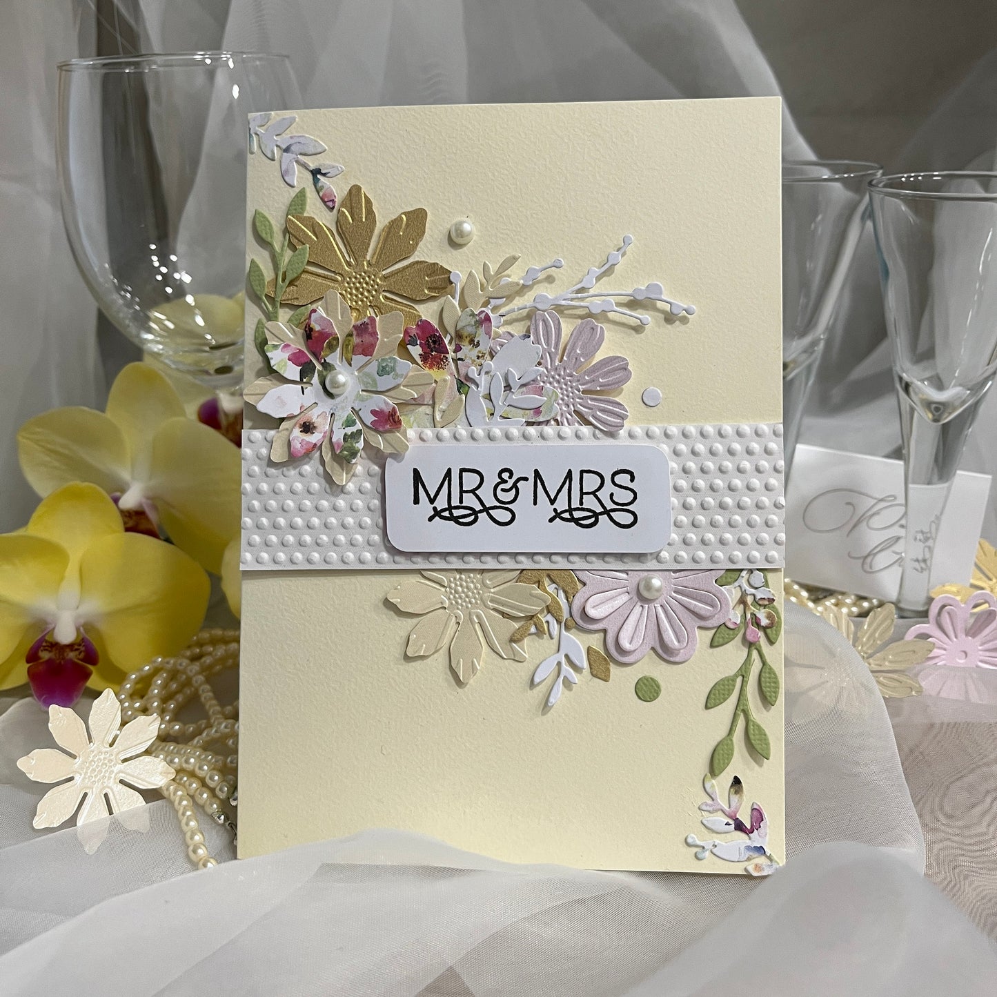DIY Wedding Card Making Kit – Handmade Embossed Floral Card & Envelope (5x7")