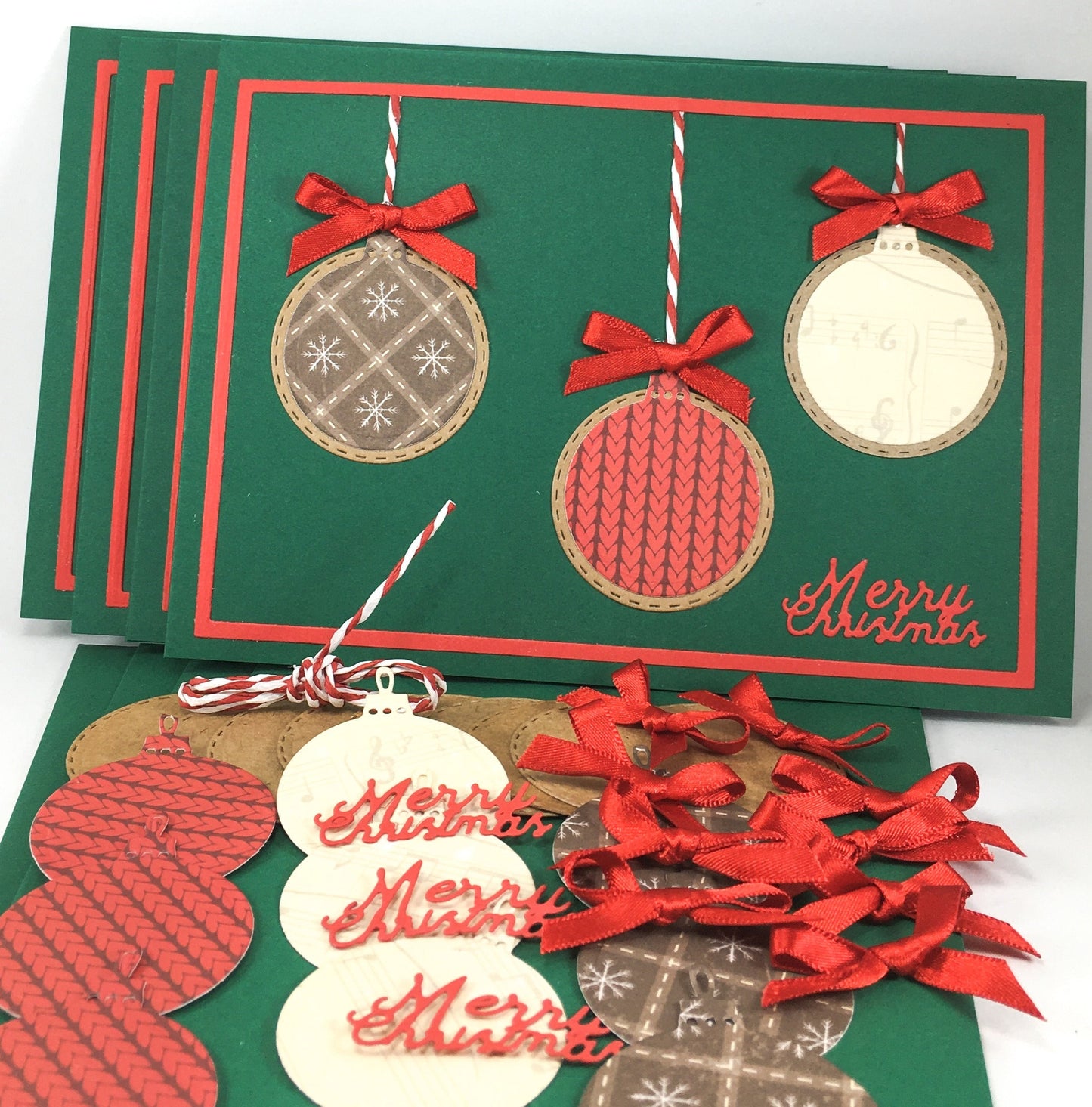 Christmas Card Making Kit – Handmade Embossed Holiday Cards with Envelopes (5x7") – Pack C