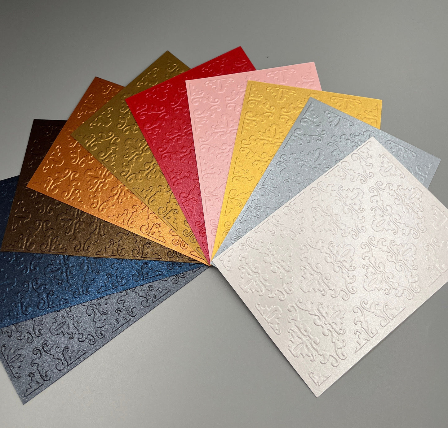 Embossed Flower Pearlised Paper Cards – Components for Handmade Cards (10.5 x 14.5cm) – Pack D