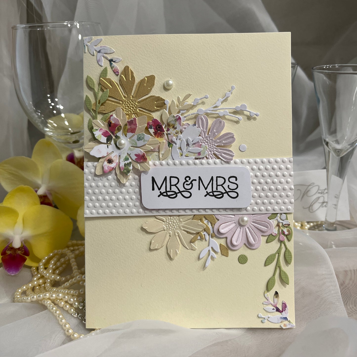 DIY Wedding Card Making Kit – Handmade Embossed Floral Card & Envelope (5x7")