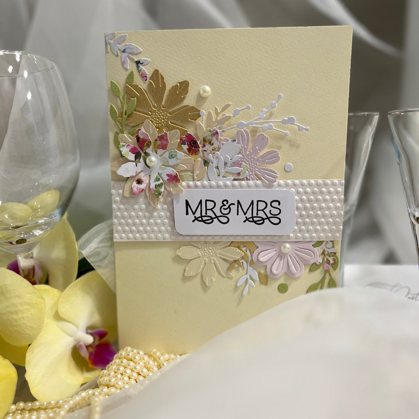 DIY Wedding Card Making Kit – Handmade Embossed Floral Card & Envelope (5x7")
