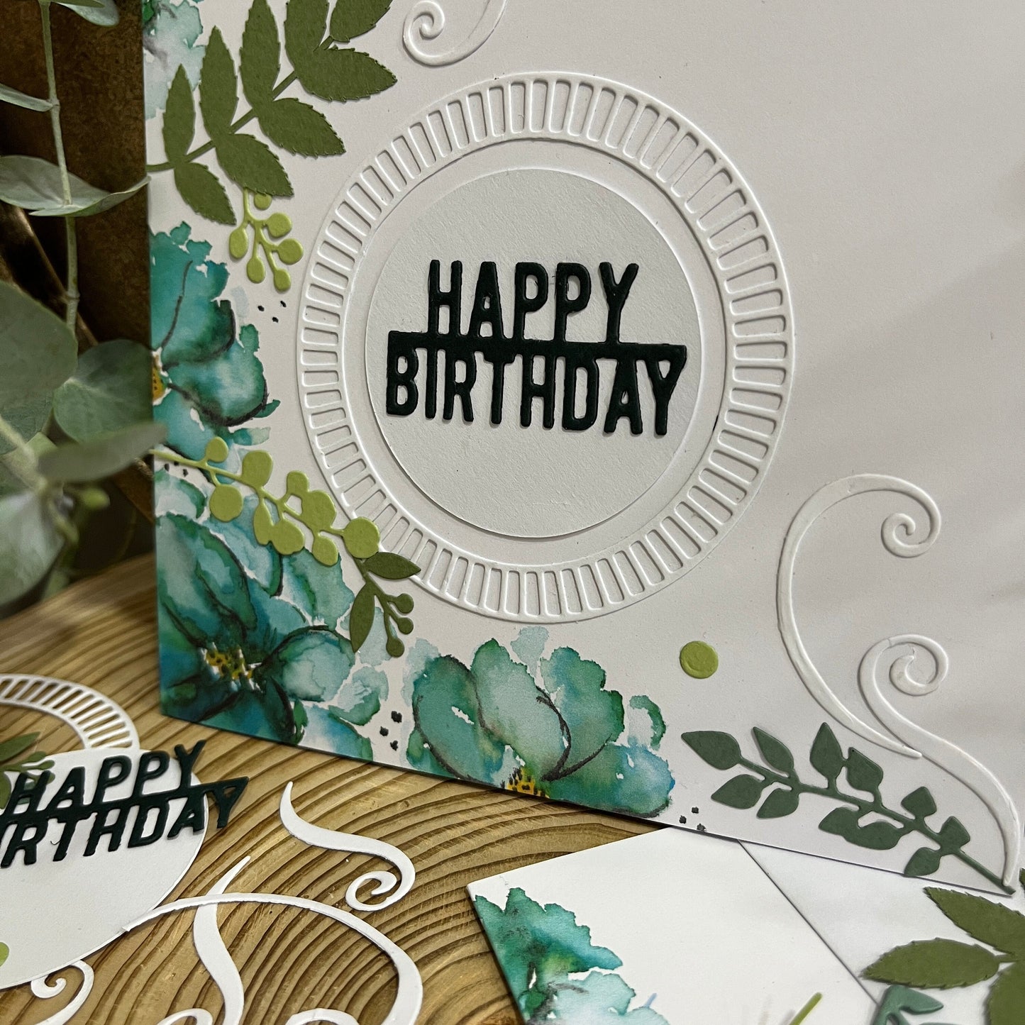 Handmade Birthday Card Making Kit – Embossed Floral Design with Envelope (6x6")