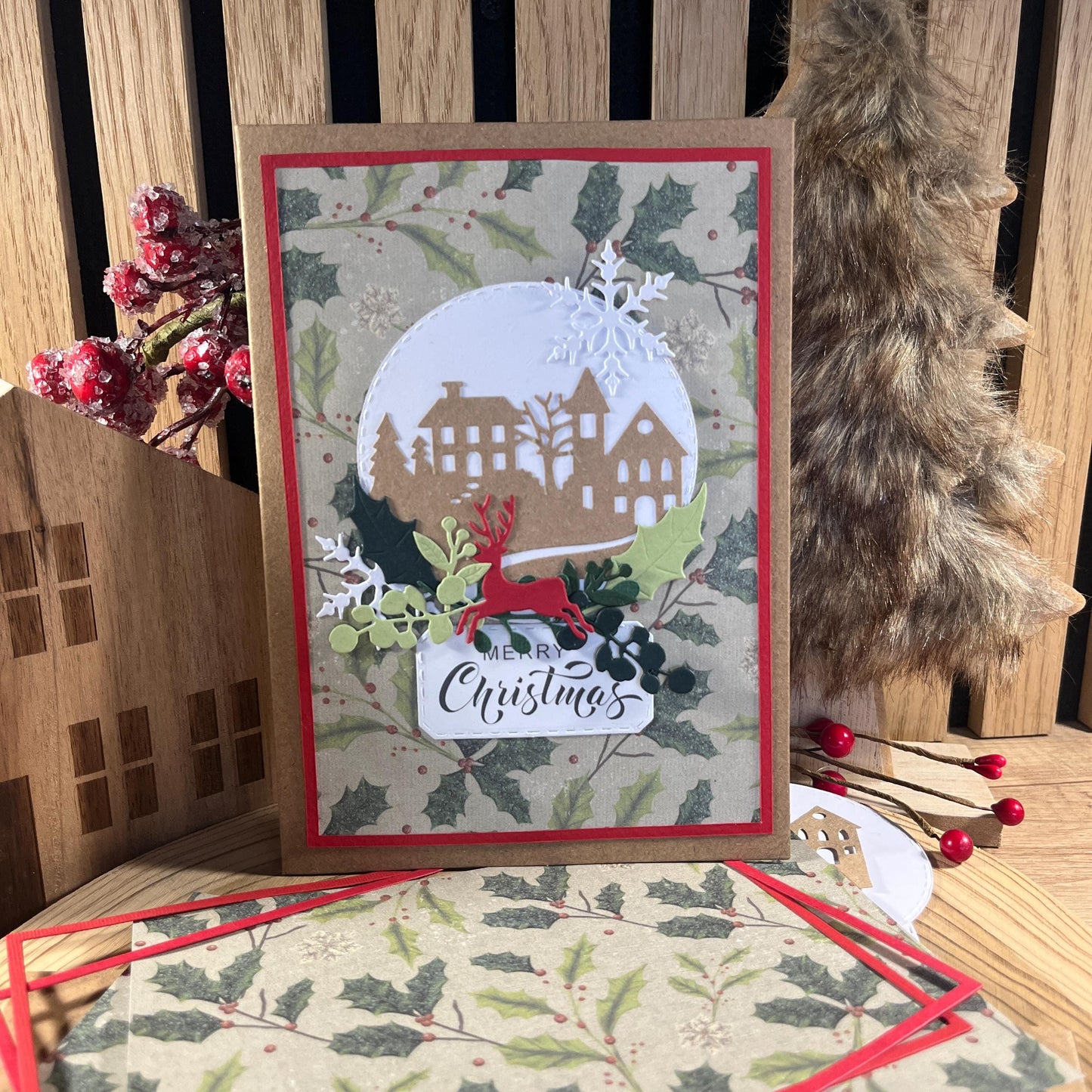 Christmas Card Making Kit – Handmade Embossed Holiday Cards with Envelopes (5x7") – Pack B
