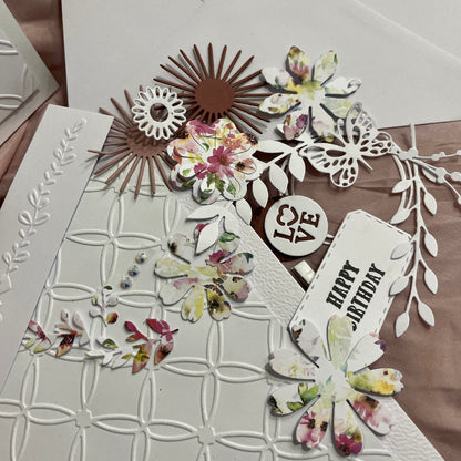 DIY Embossed Wedding Card Making Kit – Handmade Floral Card & Envelope (5x7")